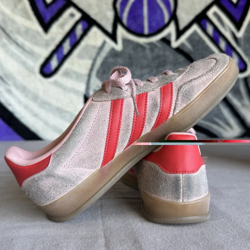 Size 6 - Adidas Gazelle Indoor‎ Shoes Womens Pink Red Suede Sneakers Gum Sole